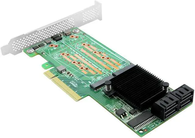 Alt view image 6 of 6 - Linkreal 8-Port PCIe 2.0 x8 to M.2 SATA 3.0 RAID Controller Adapter Card