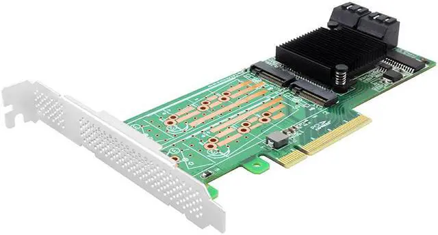 Alt view image 3 of 6 - Linkreal 8-Port PCIe 2.0 x8 to M.2 SATA 3.0 RAID Controller Adapter Card