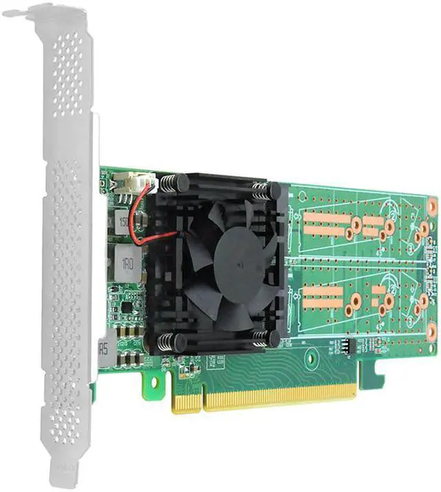 Alt view image 5 of 6 - Linkreal PCIe 3.0 x16 to 4 Port M.2 NVMe SSD Swtich Adapter Card