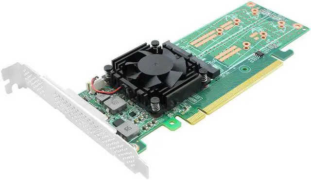 Alt view image 3 of 6 - Linkreal PCIe 3.0 x16 to 4 Port M.2 NVMe SSD Swtich Adapter Card