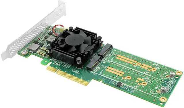 Alt view image 4 of 7 - Linkreal PCIe 3.0 x8 to 4 Port M.2 NVMe SSD Switch Adapter with Low Profile Bracket for Server Storage Solutions