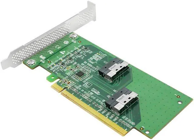 Alt view image 6 of 6 - Linkreal PCIe X16 to SlimSAS (SFF-8654) 8i  Bifurcation Adapter Support PCIe 4.0 U.2 NVMe SSD