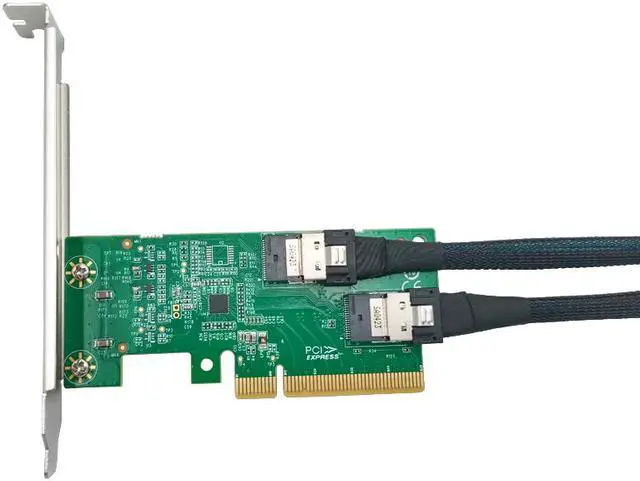 Alt view image 3 of 5 - Linkreal PCI Express 4.0 x8 to Two SlimSAS SFF-8654 4i Adapter