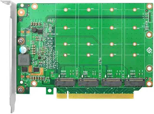 Alt view image 2 of 5 - Linkreal 4 Port PCIe 4.0 x16 to M.2 NVMe Adapter PCIe Bifurcation with Heatsink for PC Gaming Support M.2 NVMe SSD in Size 2230, 2242, 2260 and 2280 (SSD not included)