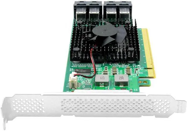 Alt view image 3 of 6 - Linkreal 4 Port PCIe 3.0 x16 to U.2 NVMe SSD Adapter with SFF-8643 Connector and PLX8747 Chipset For Servers-LRNV9347-4I
