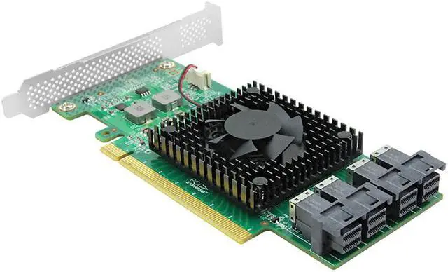 Alt view image 5 of 6 - Linkreal 4 Port PCIe 3.0 x16 to U.2 NVMe SSD Adapter with SFF-8643 Connector and PLX8747 Chipset For Servers-LRNV9347-4I