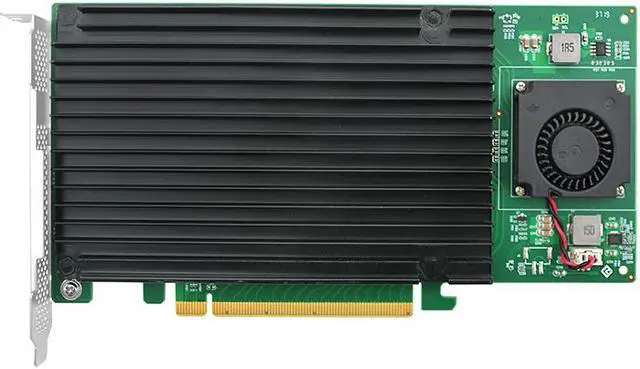 Main image of Linkreal PCIe 3.0 x16 to 4 xM.2 NVMe SSD Adapter Card with heatsink