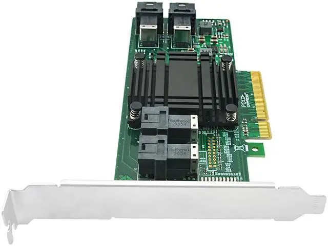 Alt view image 3 of 4 - Linkreal 4 Port PCI Express x8 to U.2 NVMe SSD Adapter Riser Card with SFF-8643 Mini-SAS HD 36 Pin Connector and Chipset PLX8725 Support 2.5" U.2 NVMe SSD