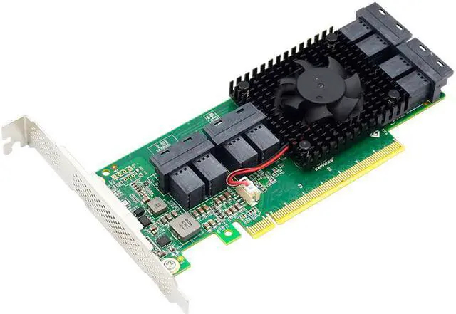 Alt view image 2 of 5 - Linkreal PCI Express x16 to 8 U.2 SFF-8643 NVMe SSD Adapter Card