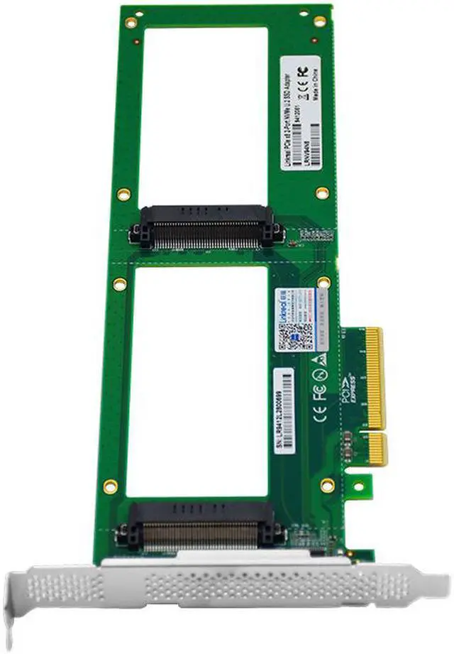 Alt view image 4 of 5 - Linkreal 2X U.2 SFF-8639 SSD to PCIE Express 3.0 Gen 3 X8 Card U.2 NVMe SSD Adapter