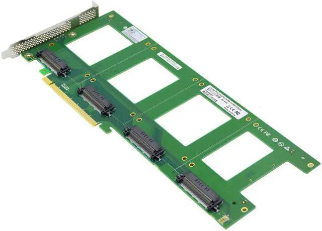 Alt view image 2 of 3 - Linkreal 4X U.2 SFF-8639 SSD to PCIE Express 3.0 Gen3 X16 Card  NVMe SSD Adapter
