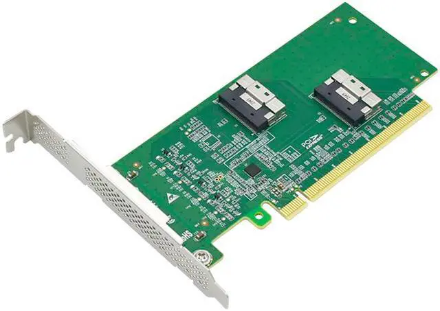 Alt view image 2 of 4 - Linkreal PCIe X16 to SlimSAS (SFF-8654) 8i  Bifurcation Adapter Support PCIe 4.0 U.2 NVMe SSD