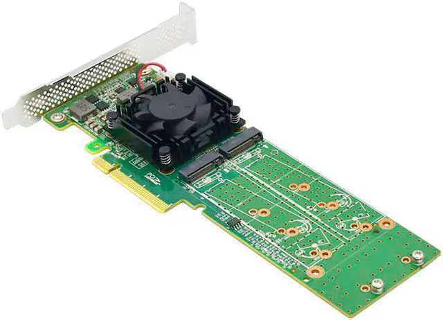 Alt view image 3 of 4 - Linkreal PCIe 3.0 x8 to 4 Port M.2 NVMe SSD Switch Adapter with Low Profile Bracket for Server Storage Solutions