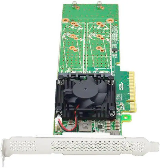 Alt view image 4 of 4 - Linkreal PCIe 3.0 x8 to 4 Port M.2 NVMe SSD Switch Adapter with Low Profile Bracket for Server Storage Solutions