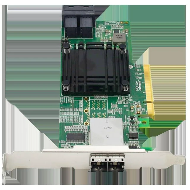Alt view image 2 of 4 - PCIE 3.0 X8 Rotate 2 SFF-8643+External 2 SFF-8644 NVME Expansion Card