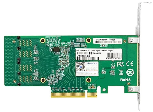 Alt view image 3 of 4 - PCIe3.0 x8 to Quad-Port U.2 NVMe Adapter (Marvell 88NR2241 Based)