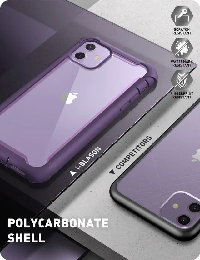 Alt view image 9 of 9 - i-Blason Ares Case for iPhone 11 6.1 inch (2019 Release), Dual Layer Rugged Clear Bumper Case With Built-in Screen Protector (Purple)