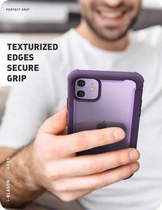 Alt view image 2 of 9 - i-Blason Ares Case for iPhone 11 6.1 inch (2019 Release), Dual Layer Rugged Clear Bumper Case With Built-in Screen Protector (Purple)