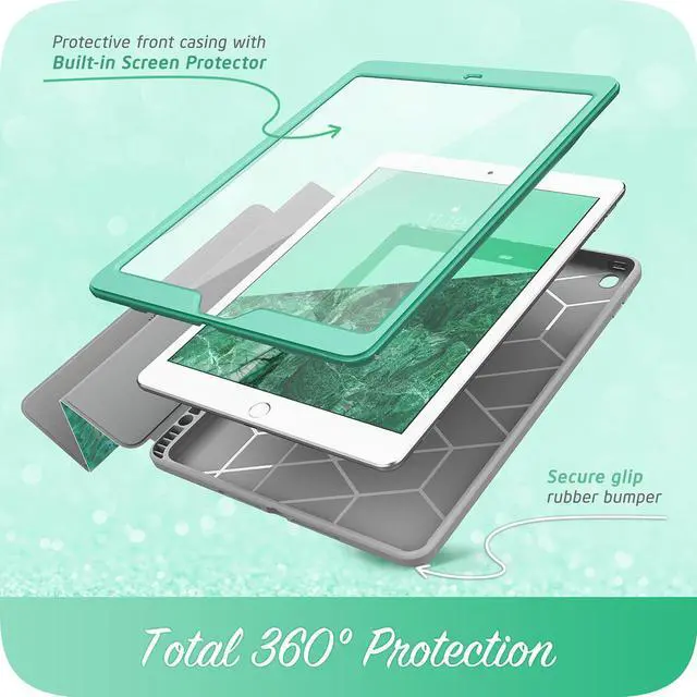 Alt view image 3 of 7 - i-Blason Cosmo Case for New iPad 7th Generation, iPad 10.2 2019 Case, Full-Body Trifold with Built-in Screen Protector Protective Smart Cover with Auto Sleep/Wake & Pencil Holder (Prasio)