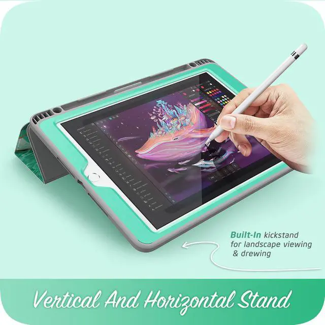 Alt view image 4 of 7 - i-Blason Cosmo Case for New iPad 7th Generation, iPad 10.2 2019 Case, Full-Body Trifold with Built-in Screen Protector Protective Smart Cover with Auto Sleep/Wake & Pencil Holder (Prasio)