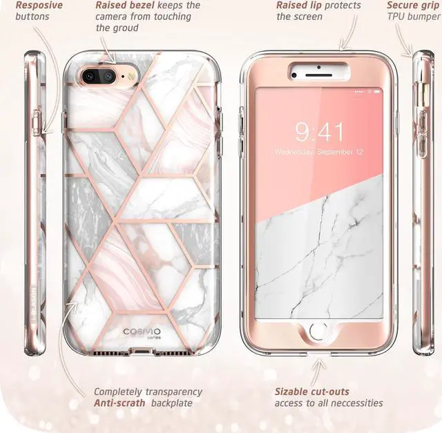 Alt view image 3 of 9 - i-Blason Cosmo Glitter Clear Bumper Case for iPhone 8 Plus/iPhone 7 Plus