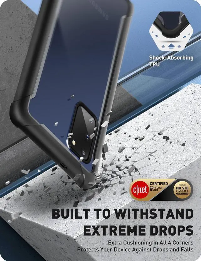 Alt view image 6 of 8 - i-Blason Ares Series Designed for Samsung Galaxy S20 FE 5G Case (2020 Release), Dual Layer Rugged Clear Bumper Case with Built-in Screen Protector (Black)