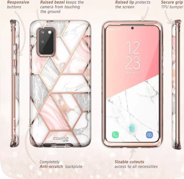 Alt view image 7 of 8 - i-Blason Cosmo Series Designed for Samsung Galaxy S20 FE 5G Case (2020 Release), [Built-in Screen Protector] Slim Stylish Protective Case (Marble)