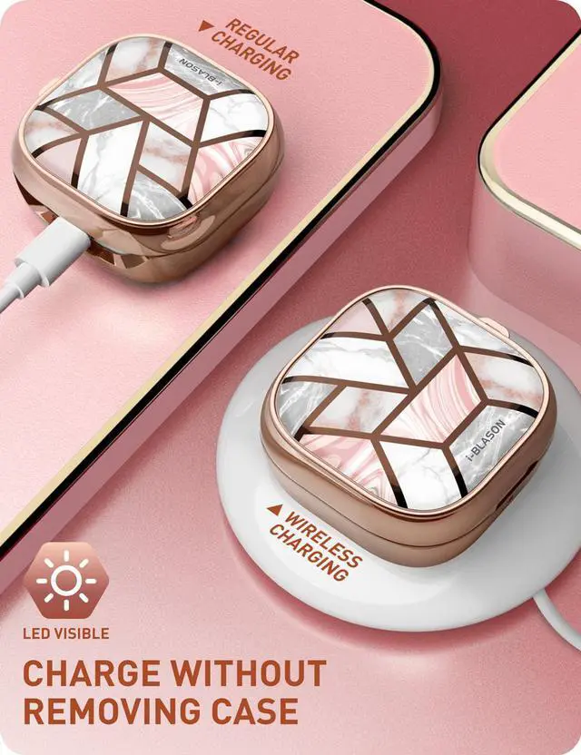 Alt view image 5 of 7 - i-Blason Cosmo Series Designed for Galaxy Buds Live Case (2020), 360° Protective Stylish Buds Live Case Cover Compatible with Galaxy Buds Live (2020) (Marble)