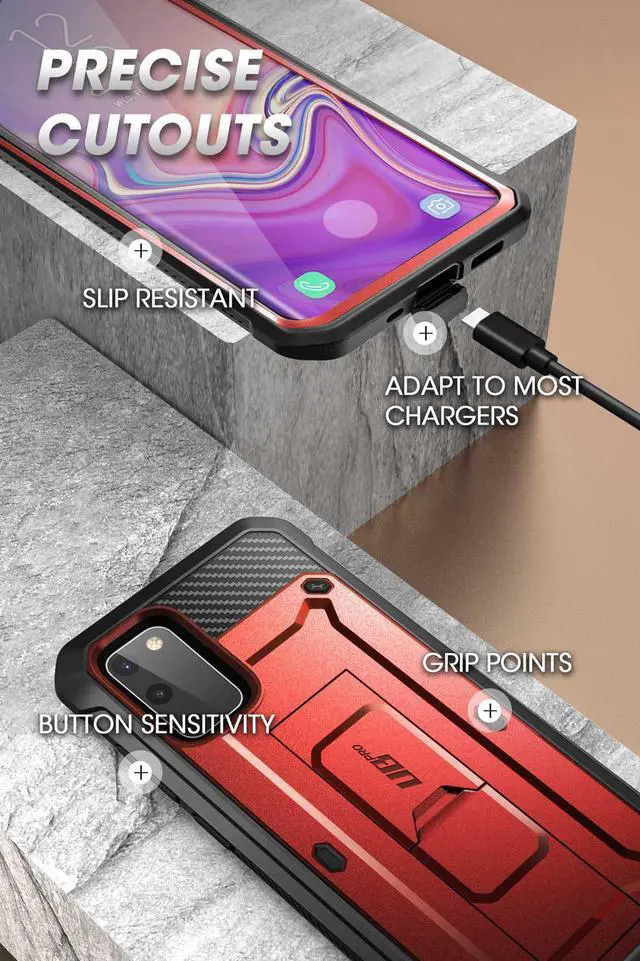 Alt view image 2 of 8 - Unicorn Beetle Pro Series Designed for Samsung Galaxy S20 FE 5G Case (2020 Release), Full-Body Dual Layer Rugged Holster & Kickstand Case with Built-in Screen Protector (Red)