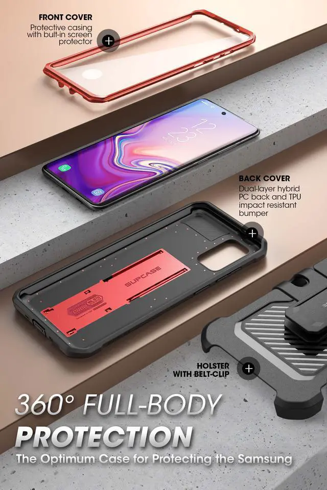 Alt view image 7 of 8 - Unicorn Beetle Pro Series Designed for Samsung Galaxy S20 FE 5G Case (2020 Release), Full-Body Dual Layer Rugged Holster & Kickstand Case with Built-in Screen Protector (Red)