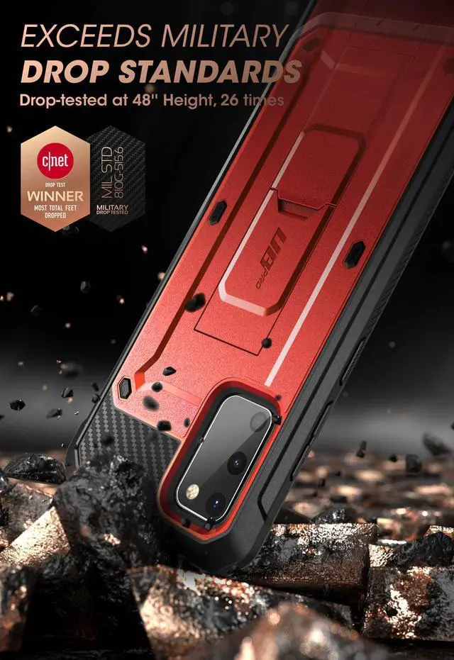 Alt view image 6 of 8 - Unicorn Beetle Pro Series Designed for Samsung Galaxy S20 FE 5G Case (2020 Release), Full-Body Dual Layer Rugged Holster & Kickstand Case with Built-in Screen Protector (Red)