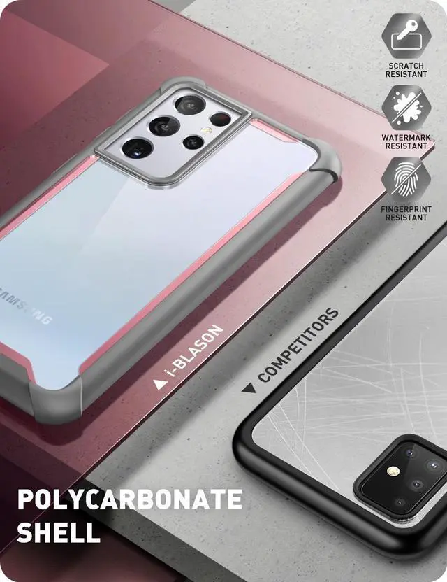 Alt view image 6 of 7 - i-Blason Ares Series Designed for Galaxy S21 Ultra 5G Case (2021 Release), Rugged Clear Bumper Case Without Screen Protector (Pink)