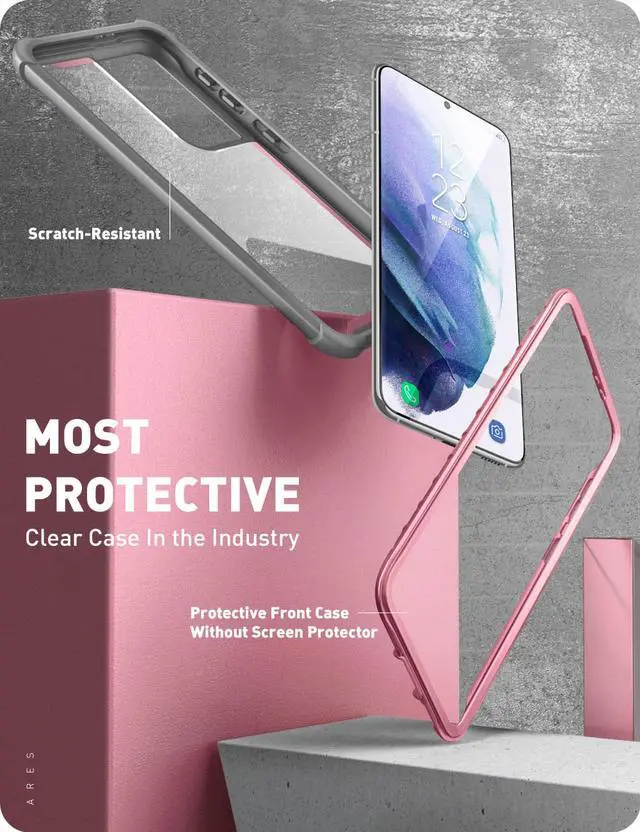 Alt view image 2 of 7 - i-Blason Ares Series Designed for Galaxy S21 Ultra 5G Case (2021 Release), Rugged Clear Bumper Case Without Screen Protector (Pink)
