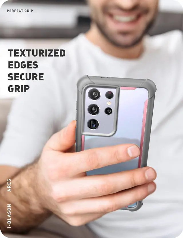 Alt view image 4 of 7 - i-Blason Ares Series Designed for Galaxy S21 Ultra 5G Case (2021 Release), Rugged Clear Bumper Case Without Screen Protector (Pink)