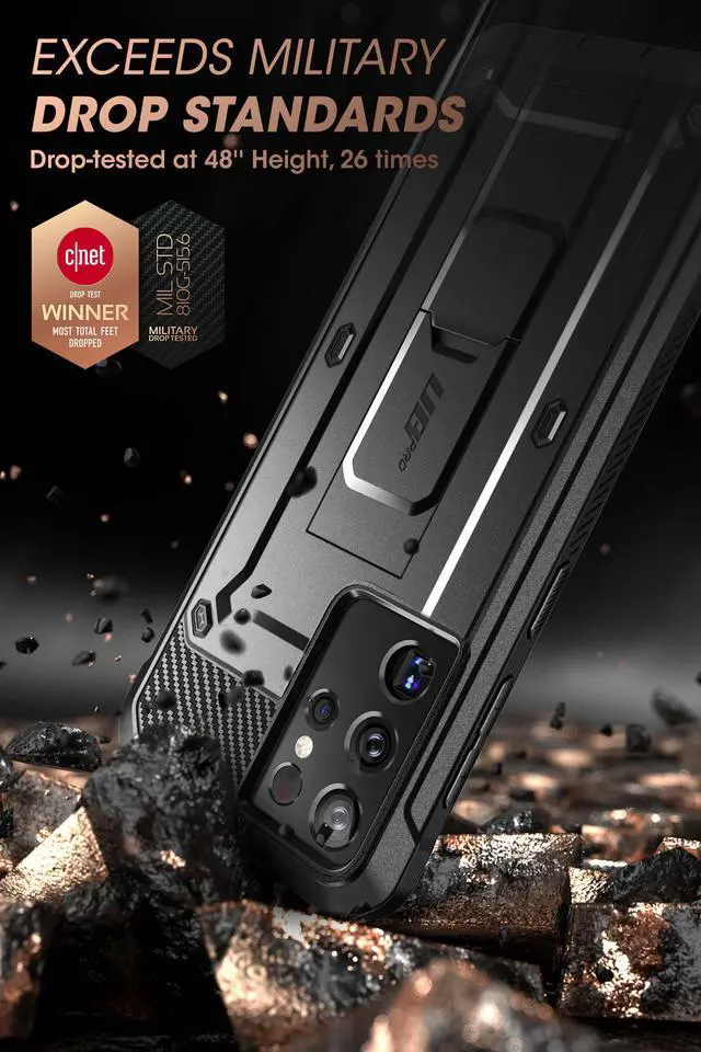 Alt view image 3 of 6 - Unicorn Beetle Pro Series Case Designed for Samsung Galaxy S21 Ultra 5G (2021 Release), Full-Body Dual Layer Rugged Holster & Kickstand Case Without Built-in Screen Protector (Black)