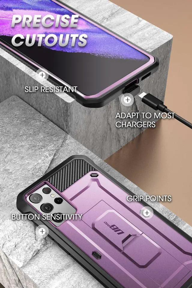 Alt view image 6 of 6 - Unicorn Beetle Pro Series Case Designed for Samsung Galaxy S21 Ultra 5G (2021 Release), Full-Body Dual Layer Rugged Holster & Kickstand Case Without Built-in Screen Protector (Purple)