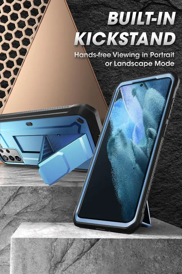 Alt view image 5 of 6 - Unicorn Beetle Pro Series Case Designed for Samsung Galaxy S21 Ultra 5G (2021 Release), Full-Body Dual Layer Rugged Holster & Kickstand Case Without Built-in Screen Protector (Blue)