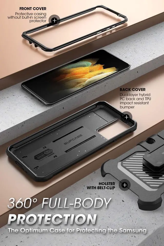 Alt view image 2 of 6 - Unicorn Beetle Pro Series Case Designed for Samsung Galaxy S21 Ultra 5G (2021 Release), Full-Body Dual Layer Rugged Holster & Kickstand Case Without Built-in Screen Protector (Black)