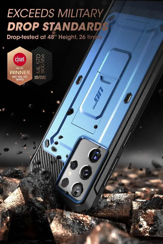 Alt view image 3 of 6 - Unicorn Beetle Pro Series Case Designed for Samsung Galaxy S21 Ultra 5G (2021 Release), Full-Body Dual Layer Rugged Holster & Kickstand Case Without Built-in Screen Protector (Blue)