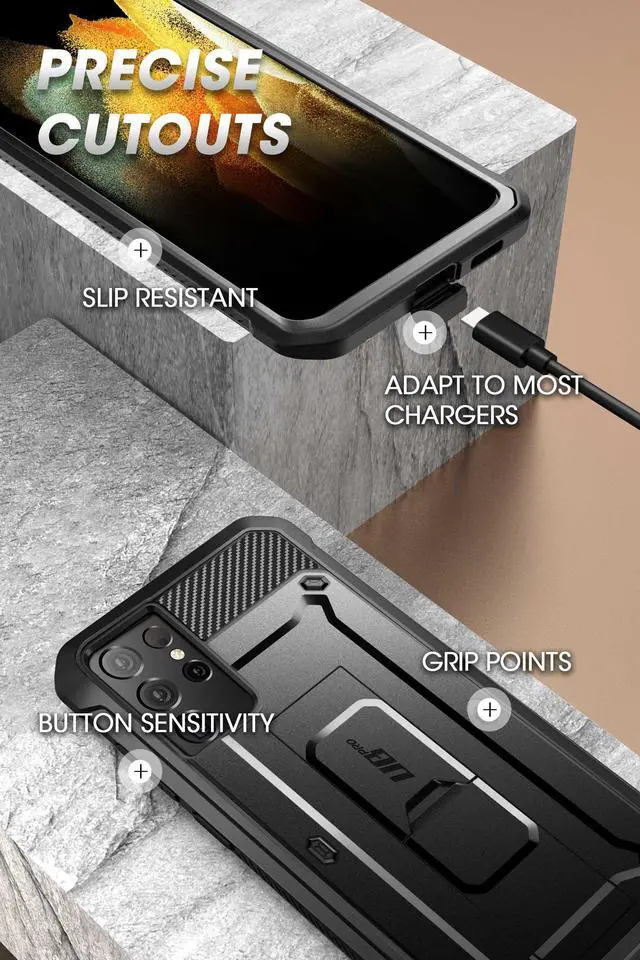Alt view image 4 of 6 - Unicorn Beetle Pro Series Case Designed for Samsung Galaxy S21 Ultra 5G (2021 Release), Full-Body Dual Layer Rugged Holster & Kickstand Case Without Built-in Screen Protector (Black)