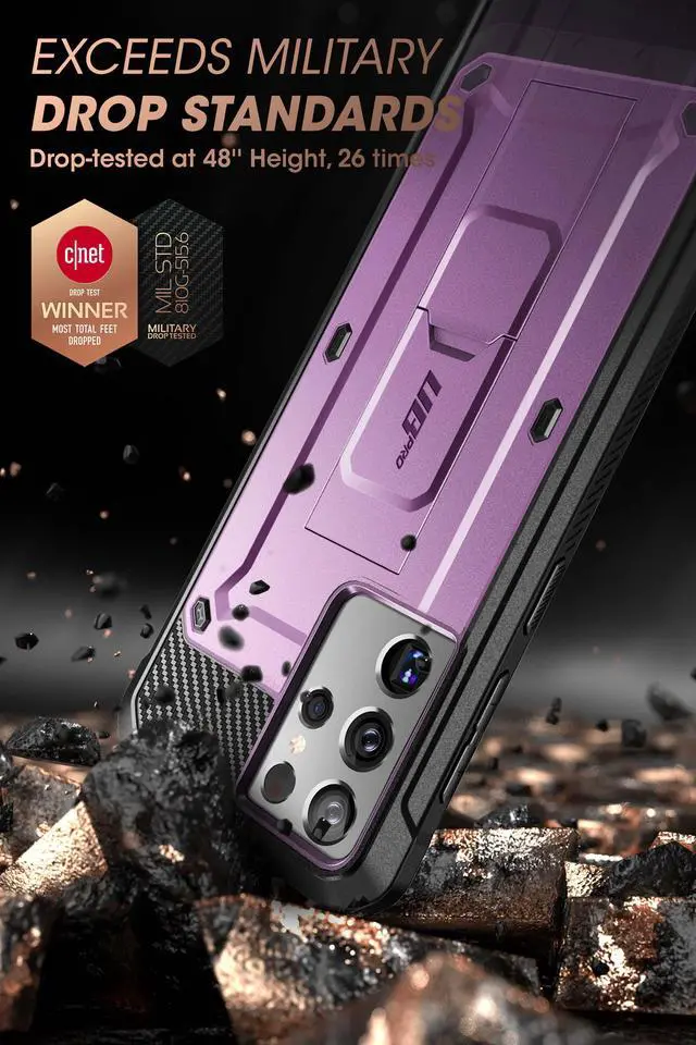 Alt view image 5 of 6 - Unicorn Beetle Pro Series Case Designed for Samsung Galaxy S21 Ultra 5G (2021 Release), Full-Body Dual Layer Rugged Holster & Kickstand Case Without Built-in Screen Protector (Purple)