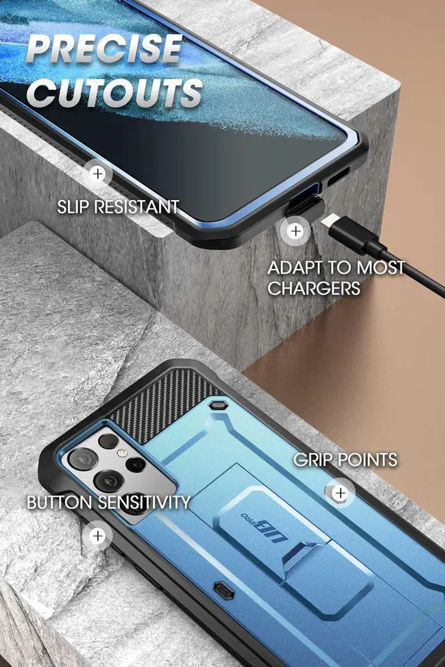 Alt view image 4 of 6 - Unicorn Beetle Pro Series Case Designed for Samsung Galaxy S21 Ultra 5G (2021 Release), Full-Body Dual Layer Rugged Holster & Kickstand Case Without Built-in Screen Protector (Blue)