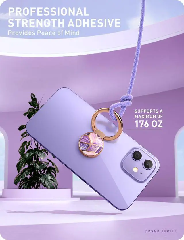 Alt view image 3 of 7 - i-Blason Cell Phone Finger Ring Holder - Universal - Kick Stand with 360° Rotation and 180° Flip Magnetic Car Mountable (Purple)