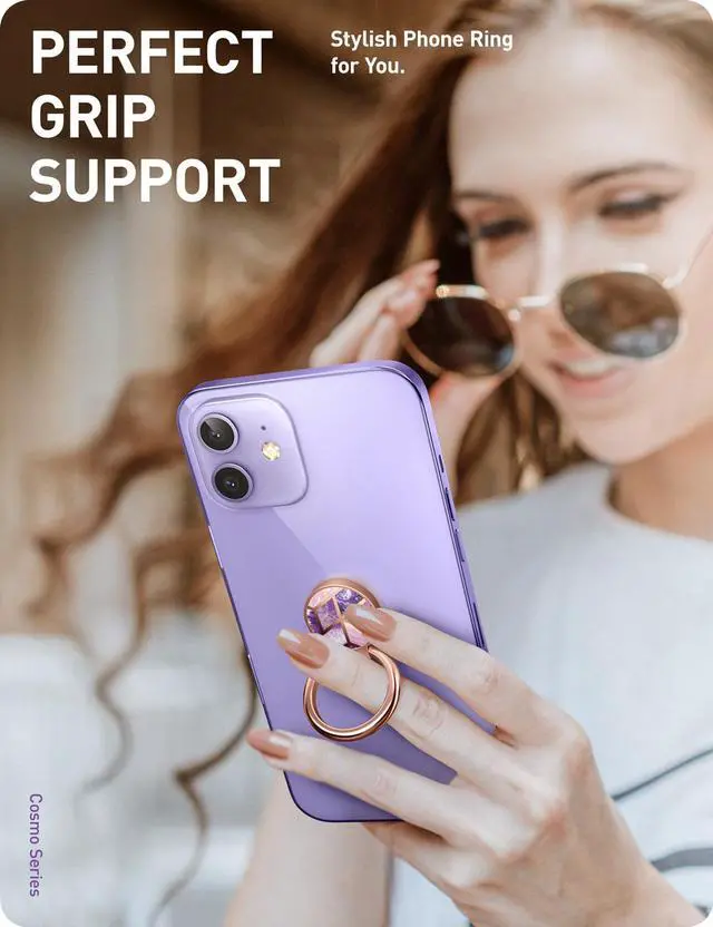 Alt view image 7 of 7 - i-Blason Cell Phone Finger Ring Holder - Universal - Kick Stand with 360° Rotation and 180° Flip Magnetic Car Mountable (Purple)