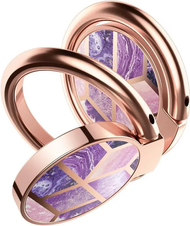 Main image of i-Blason Cell Phone Finger Ring Holder - Universal - Kick Stand with 360° Rotation and 180° Flip Magnetic Car Mountable (Purple)