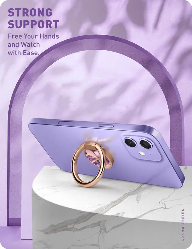 Alt view image 5 of 7 - i-Blason Cell Phone Finger Ring Holder - Universal - Kick Stand with 360° Rotation and 180° Flip Magnetic Car Mountable (Purple)
