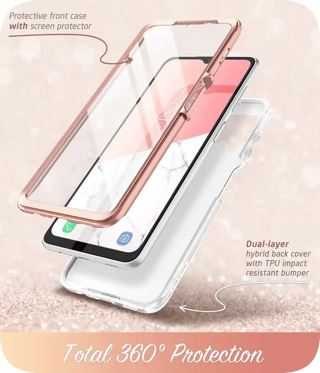 Alt view image 4 of 7 - i-Blason Cosmo Series Case for Samsung Galaxy A12(2020 Release), Slim Full-Body Stylish Protective Case with Built-in Screen Protector (Marble)