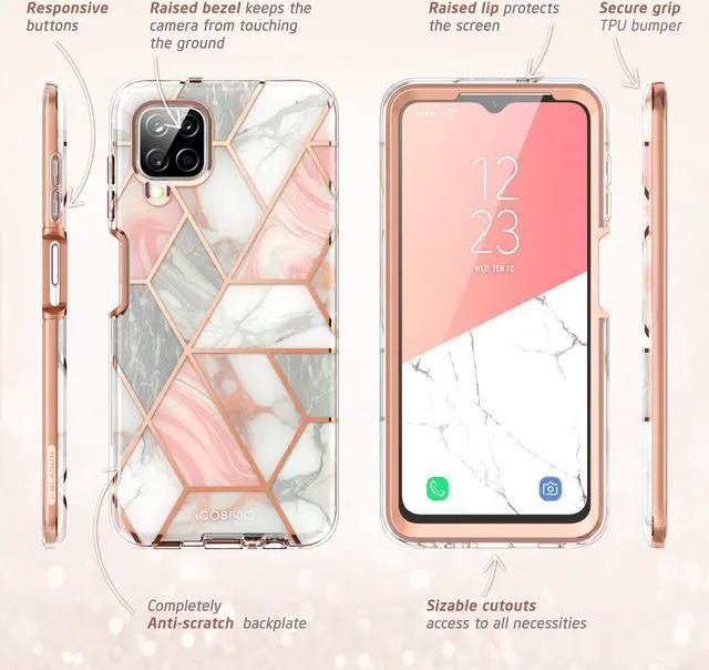 Alt view image 6 of 7 - i-Blason Cosmo Series Case for Samsung Galaxy A12(2020 Release), Slim Full-Body Stylish Protective Case with Built-in Screen Protector (Marble)