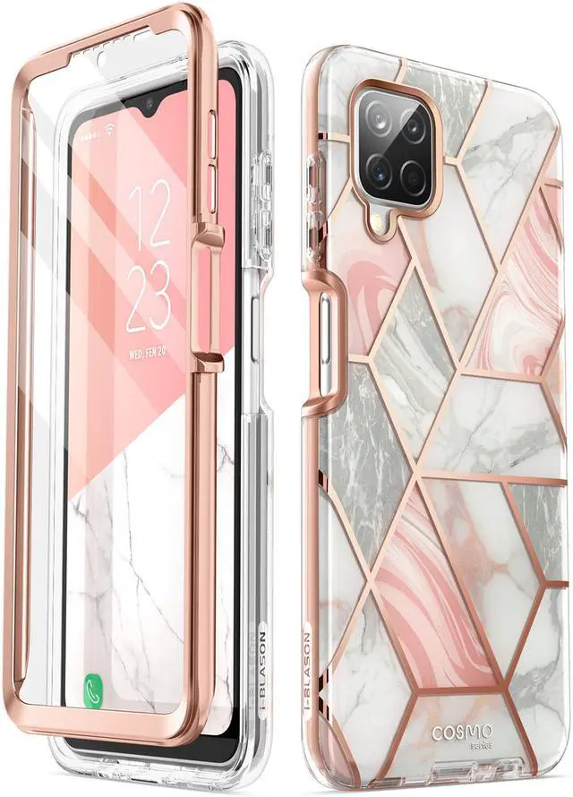 Main image of i-Blason Cosmo Series Case for Samsung Galaxy A12(2020 Release), Slim Full-Body Stylish Protective Case with Built-in Screen Protector (Marble)