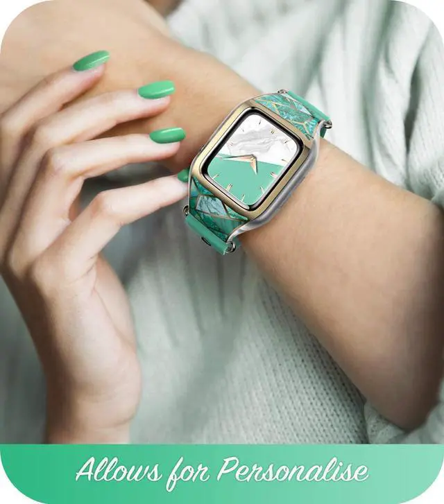 Alt view image 7 of 7 - i-Blason Band Compatible with Apple Watch Band 38 mm, [Cosmo] Stylish Sporty Protective Bumper Case with Adjustable Strap Bands for Apple Watch Series 3/2/1 (Green)